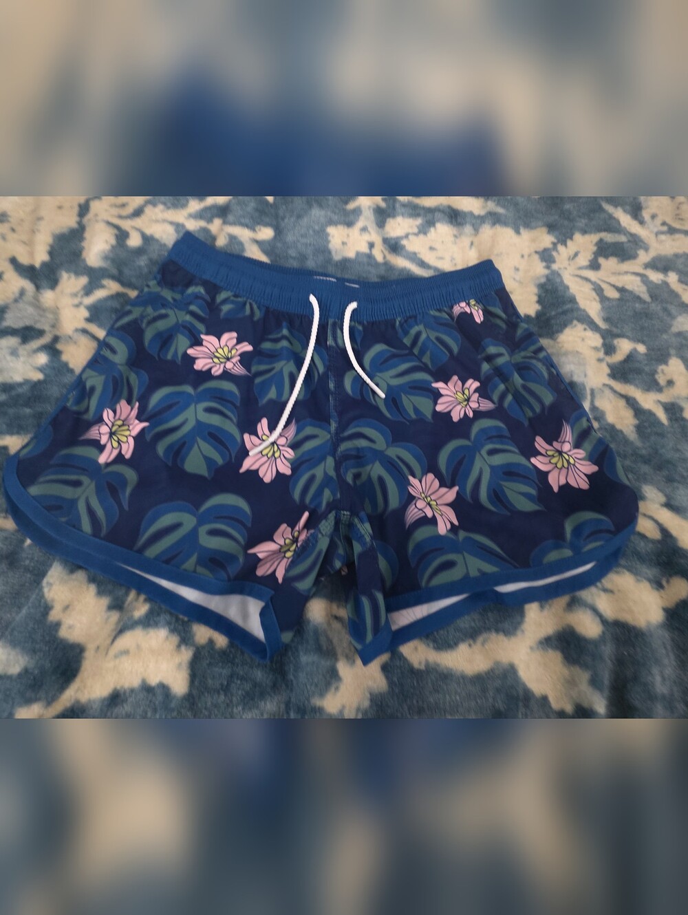 Floral Tropical Navy Women's Drawstring Board Shorts